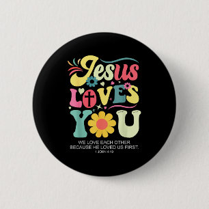 Jesus Loves You Christian Cross God Faith Bible Re 2 Inch Round Button