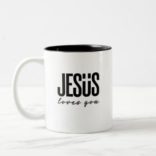 JESUS LOVES YOU   CHRISTIAN Two-Tone COFFEE MUG
