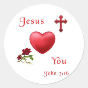 jesus loves you classic round sticker