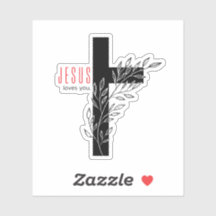 Jesus Loves You Cross Custom-Cut Vinyl Sticker