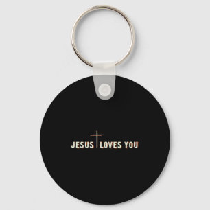 Jesus Loves You Cross God Christian Graphic Keychain