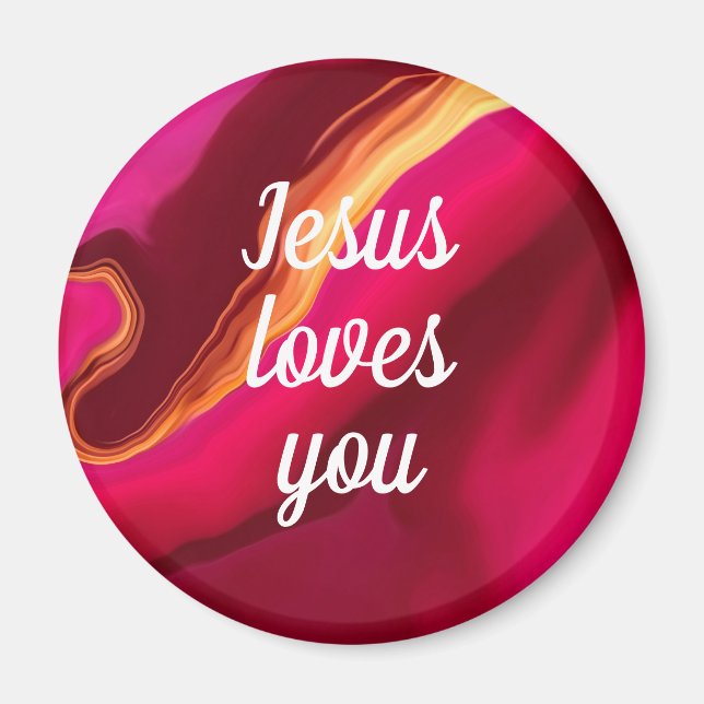 Jesus Loves You Customize Quote Modern Red Pink Magnet (Front)