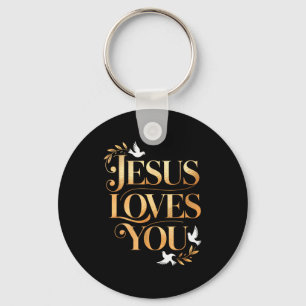 Jesus Loves You Dove And Olive Branch Elegant Chri Keychain