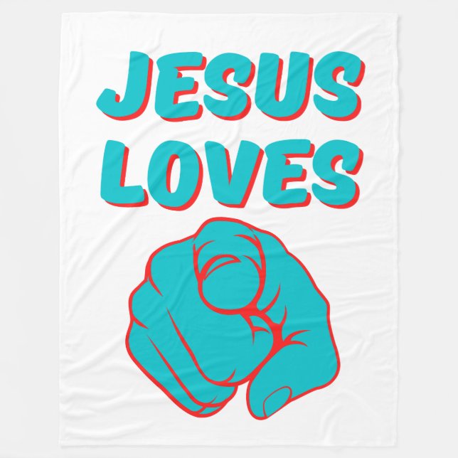 Jesus Loves You Faith Based Quote Fleece Blanket (Front)