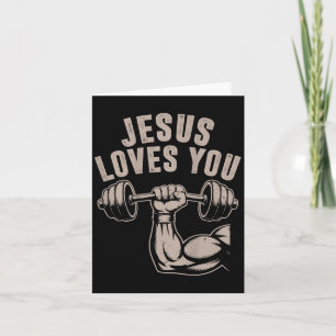 Jesus Loves You Funny Christian Workout Gym Barbel Card