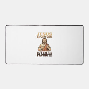 Jesus Loves You Funny Vintage Faith Shirt Design_1 Desk Mat