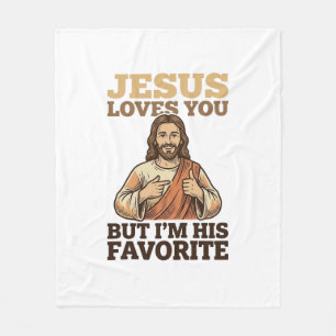 Jesus Loves You Funny Vintage Faith Shirt Design_1 Fleece Blanket