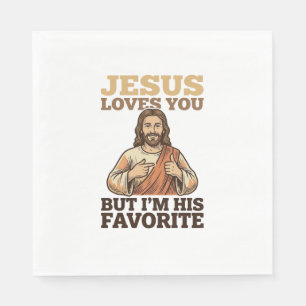 Jesus Loves You Funny Vintage Faith Shirt Design_1 Napkin