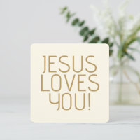 Jesus loves you | Golden off-white and taupe
