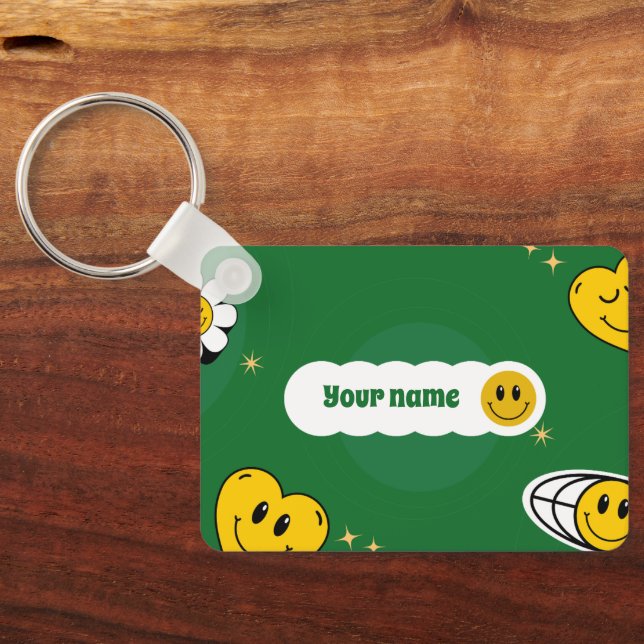 "Jesus Loves You" Green Smile For Church Goers Keychain (Back)