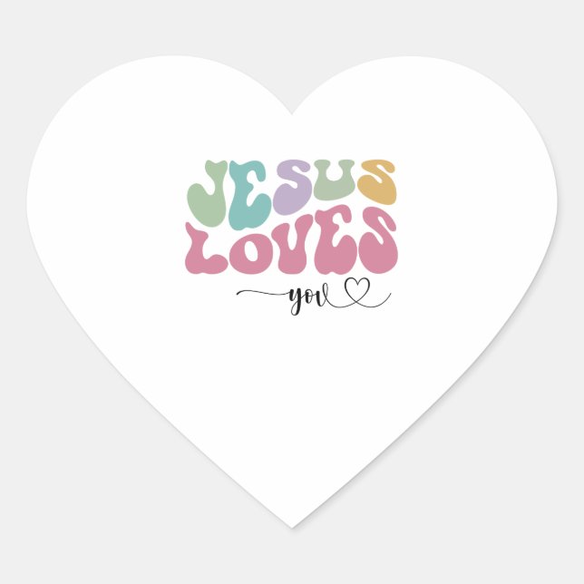 Jesus Loves You Heart Sticker (Front)