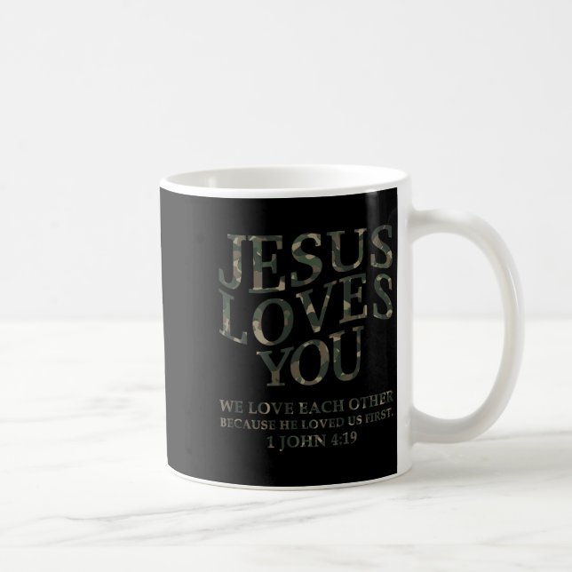 Jesus Loves You Me Camo Christian Youth Men God So Coffee Mug (Right)