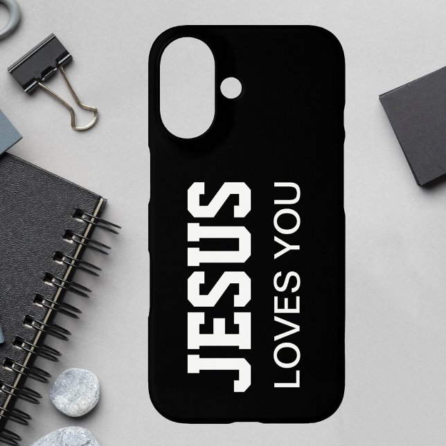 Jesus Loves You Motivational Typography Case-Mate iPhone Case (Creator Uploaded)