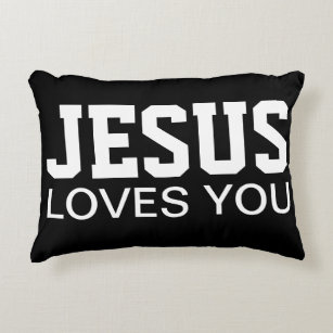 Jesus Loves You Motivational Typography Decorative Pillow