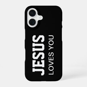 Jesus Loves You Motivational Typography iPhone 16 Case