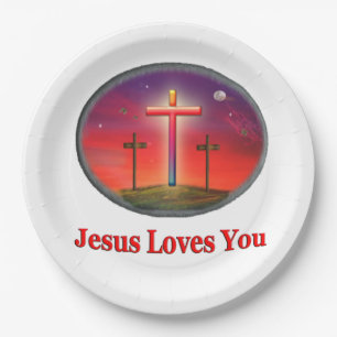 jesus loves you paper plate