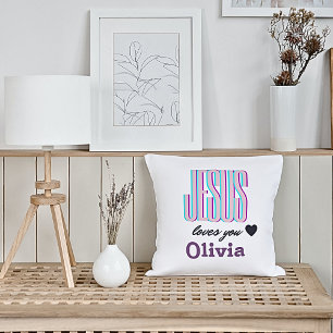 Jesus Loves You Personalized Nursery Throw Pillow