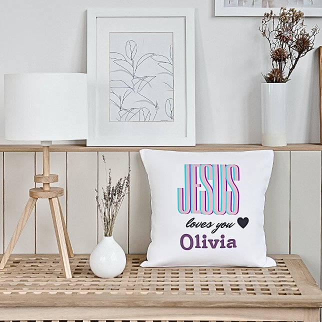 Jesus Loves You Personalized Nursery Throw Pillow (Creator Uploaded)