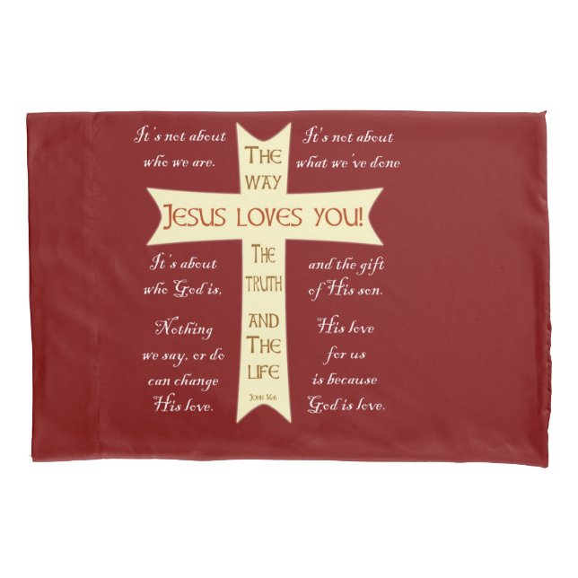 Jesus Loves You - Red Pillowcase - corrected (Front)