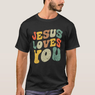 Jesus Loves You Retro Vintage Style Graphic Mens W T-Shirt