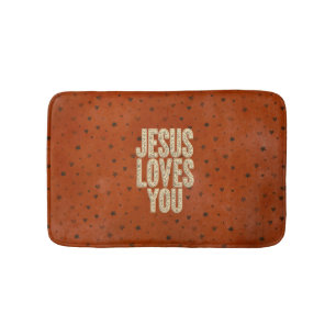 Jesus Loves You Rustic Christian Encouragement Bath Mat