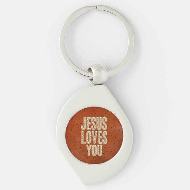 Jesus Loves You Rustic Christian Encouragement Keychain (Front)