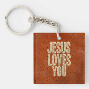 Jesus Loves You Rustic Christian Encouragement Keychain