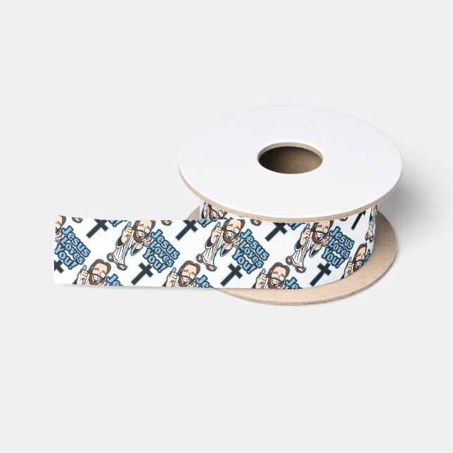 Jesus Loves You Satin Ribbon (Spool)
