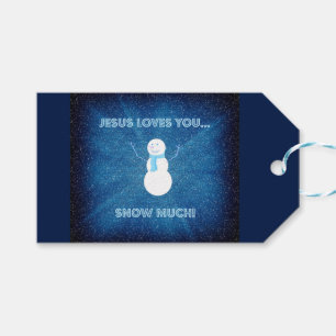Jesus Loves You Snow Much! Christian Snowman Blue Gift Tags