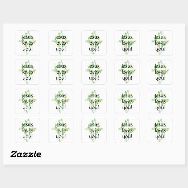 Jesus loves you!   square sticker (Sheet)