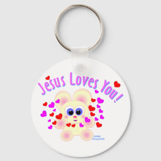 Jesus loves you teddy bear design keychain