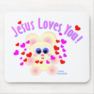 Jesus loves you teddy bear design mouse pad