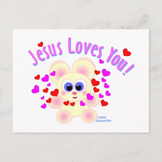 Jesus loves you teddy bear design postcard (Front)