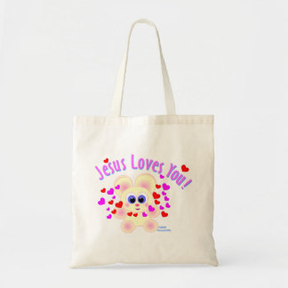Jesus loves you teddy bear design tote bag