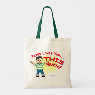 Jesus loves you this much Christian gift design Tote Bag
