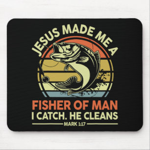 Jesus Made Me Fisher Of Man Funny B Dad Christian Mouse Pad