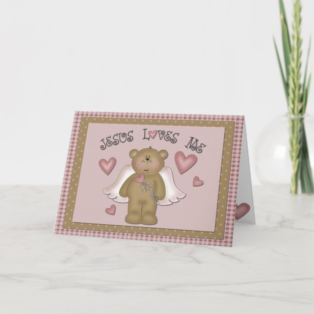 Jésus m'aime carte de voeux d'ange d'ours de (Devant)