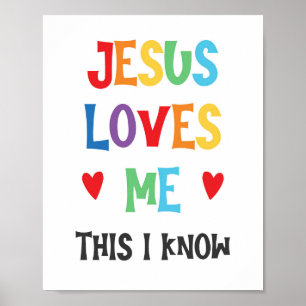 Jésus M'Aime Ce Je Connais Enfants Poster Chrétien