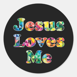 Jésus m'aime Cross Colorful Sticker Motif
