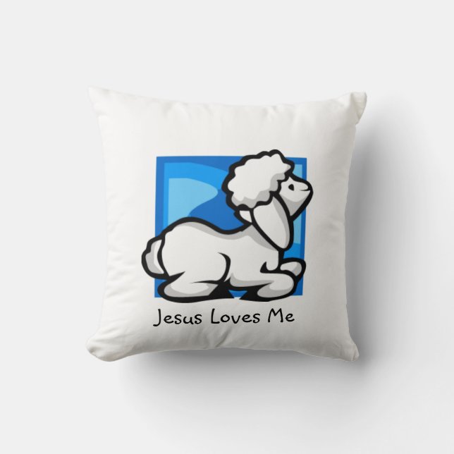 Jésus m'aime petit coussin d'agneau (Recto)
