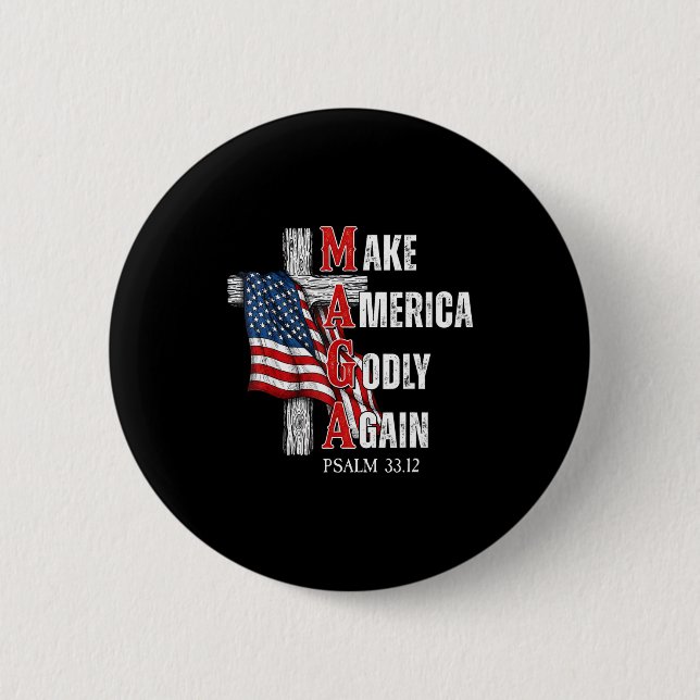 Jesus Make America Godly Again American Patriot Ch 2 Inch Round Button (Front)
