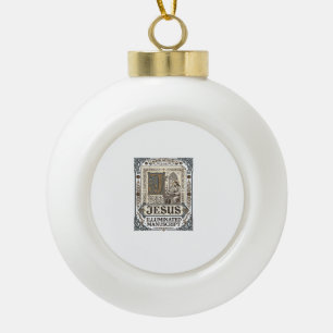 Jesus Manuscript Jesus Christian Faith Vintage Ceramic Ball Christmas Ornament