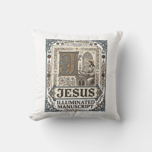 Jesus Manuscript Jesus Christian Faith Vintage Throw Pillow
