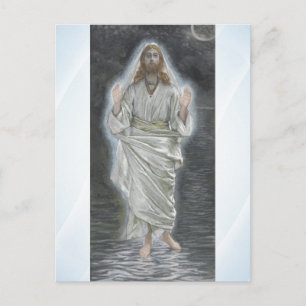 Jésus marche sur la carte postale