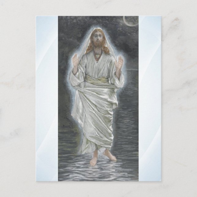 Jésus marche sur la carte postale (Devant)
