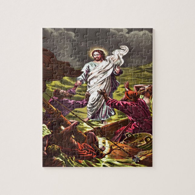Jésus marche sur la conception de puzzle de l'eau (Vertical)