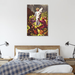 Jésus marche sur la toile enveloppée d'eau