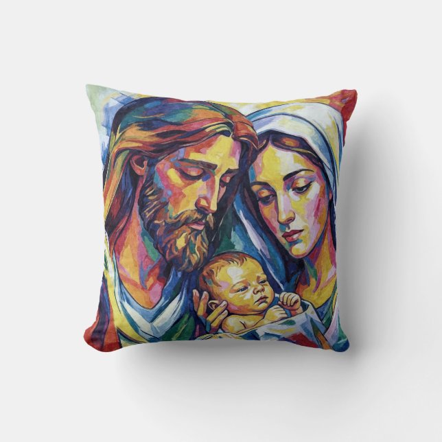 Jesus Mary and Joseph Cushion  (Front)