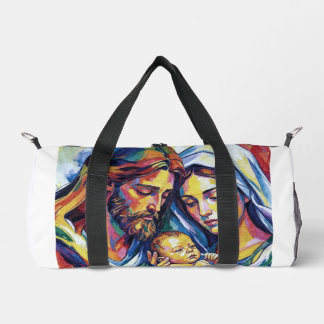 Jesus Mary and Joseph expressionist oil Duffle Bag
