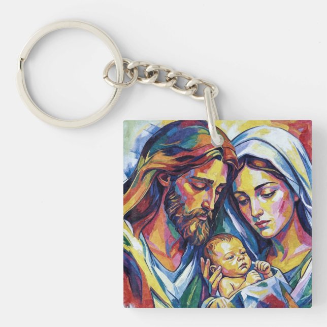Jesus Mary and Joseph Keychain (Front)
